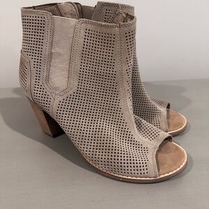 Toms Taupe Perforated Peep-Toe Ankle Booties